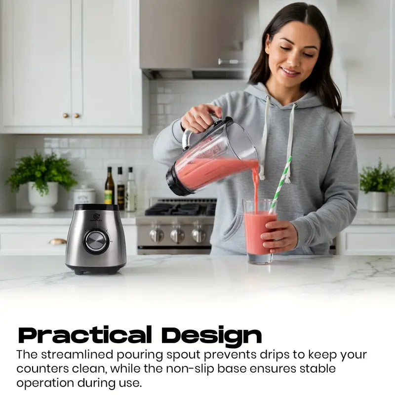 1.5L Glass Jug Blender with 800W Motor & Stainless Steel 4-Blade System - Image 6